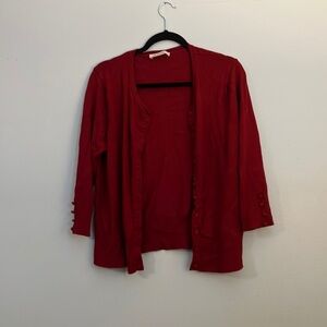 Women's Red Cardigan Sweater